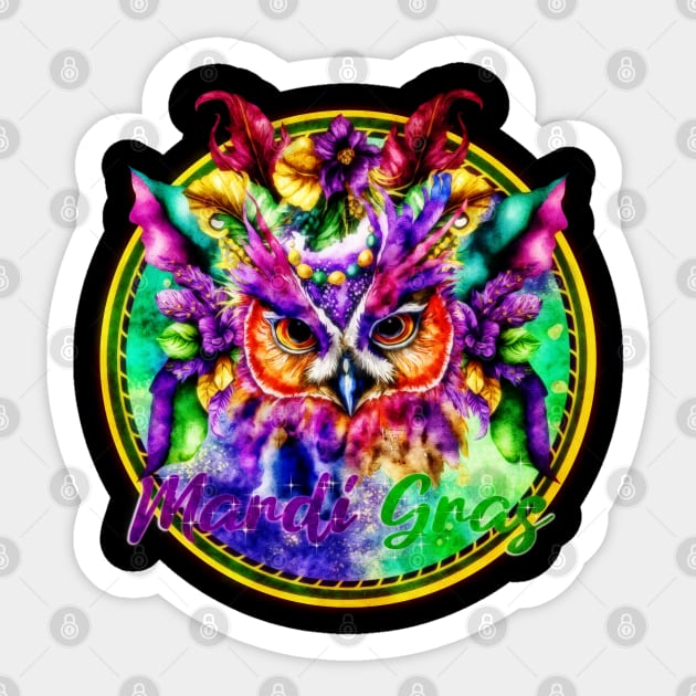 Mardi Gras 2023 Festive Owl Design Sticker by mythikcreationz